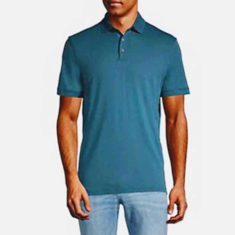 CALVIN KLEIN Body Fit Teal Blue Short Sleeve Men's Polo Shirt